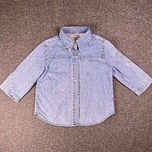 Vintage Y2k‎ Levis Dry Goods Denim Shirt Kids Small Blue Long Sleeve Button Up